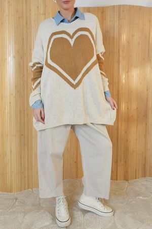 Beatrix Heart Slouch Knit Stone